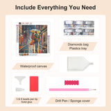 SJUTOUCI Couple in Rain Diamond Painting Kits for Adults, Diamond Art for Beginners, 5D Round Diamond Dots Gem Craft Art Home Wall Decor12x12 inch, Valentine's Day SJUTOUCI