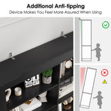 FACBOTALL 73.1" Bookcase with Doors,6 Tier Large Bookshelf with Storage,Adjustable Shelves & Curved Doors,11.9" Depth Bookcase and Bookshelf, Tall Storage Cabinet for Home Office, Living Room,Black FACBOTALL