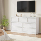 GarveeHome 7 Drawer Dresser for Bedroom, 54in Wide Antique White 7 Chest of Drawers with Large Storage, Wooden Dresser Organizer for Living Room, Nursery, Entryway GarveeHome