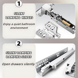 Bathroom Vanity with Sink - Modern Single Sink Bathroom Vanity, Wall Mounted Solid Wood Bathroom Sink Cabinet, Elegant Floating Vanity with Ample Storage and LED Anti-Fog Mirror (Square Mirror, 36") ZGNBSD