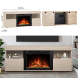 Xbeauty 60" Fireplace Tv Stand Mantel Wood Surround Firebox Freestanding Corner Fireplace Heater Infrared Quartz Heater Adjustable Led Flame, Remote Control,Lightoak Xbeauty