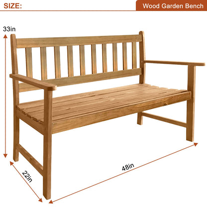 BSTOPHKL Outdoor Wood Bench Garden Bench 705Lbs Weight Capacity Acacia Wood Patio Bench for Porch Lawn Balcony Backyard, Nature