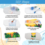 EOBROMD 4 Pack Framed Paint by Numbers Kits for Kids Ages 4-8-12 Landscape, Beach DIY Acrylic Paint by Number on Stretched Canvas, Painting Kits Adults Oil Numbers for Home Decor(8X8inch) EOBROMD