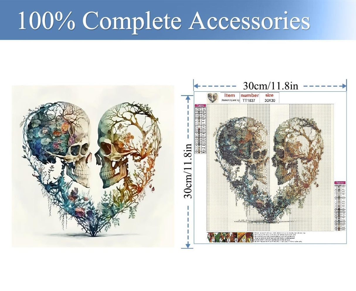 JFYHAB Diamond Painting Kits for Adults DIY 5D Love Diamond Art Paint with Round Diamonds Full Dril Gem Skull Art Painting Kit for Home Wall Decor Gifts 12x12inch JFYHAB