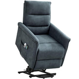 MANBUR Power Lift Recliner with Vibration and Lumbar Heat, Electric Power Lift Chair Recliner Chair, Home Theater Seating RV Recliner Living Room Chair with Side Pockets, LED Light, USB Port(Blue) MANBUR