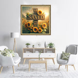 NWQZBYHT Cross 5D Diamond Painting Kits for Adults,Religious Cross with Sunflower Diamond Art Kits for Adults,Round Full Drill Gem Art for Beginner,Diamond Dots Craft Home Wall Decor 13.78x13.78 Inch NWQZBYHT