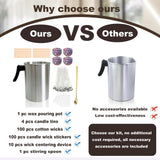 Candle Making Pouring Pot 3L Candle Wax Melting Pot Large Candle Pouring Pitcher Heat-Resistant Handle Dripless Pouring Spout Candle Jars, Wicks, Stickers Wicks Holders Large Candle Pouring Pot Phinicco