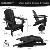 CLOUDEEP Folding Adirondack Chairs Outdoor Chair, HDPE Patio Chair for Deck Garden Backyard Balcony, Weather Resistant & Comfortable, Black CLOUDEEP