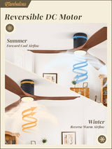 Fanbulous 52" Ceiling Fans with Lights and Remote Control,Modern Flush Mount Ceiling Fan with 3 LED Colors,Low Profile Ceiling Fans with 6-Speeds Reversible DC Motor for Bedroom Living Room Patio Fanbulous