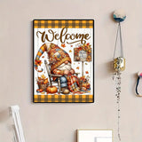 Hello Fall Gnome Sewing Diamond Art Kits for Adults, 5D Diamond Painting Kits for Adults Beginners, DIY Full Round Drill Diamond Dot Painting Gem Art Kits for Adult, Home Wall Decor 11.8x15.7 Inch VCLKDIY