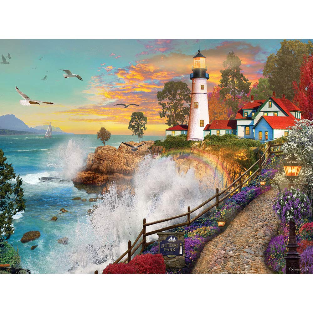 Bits and Pieces - 500 Piece Jigsaw Puzzle for Adults - ‘Lighthouse Park’ 500 pc Large Piece Sunset by The Ocean Jigsaw by Artist David Maclean - 18” x 24” Bits and Pieces