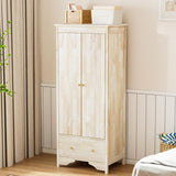 VINGLI Solid Wood Wardrobe Closet, Unfinished Wood Armoire Color DIY, Natural Rubber Wood Wardrobe Closet with Doors and Drawers, Real Wood Wardrobe Closet for Hanging Clothes, Wooden Wardrobe Cabinet VINGLI