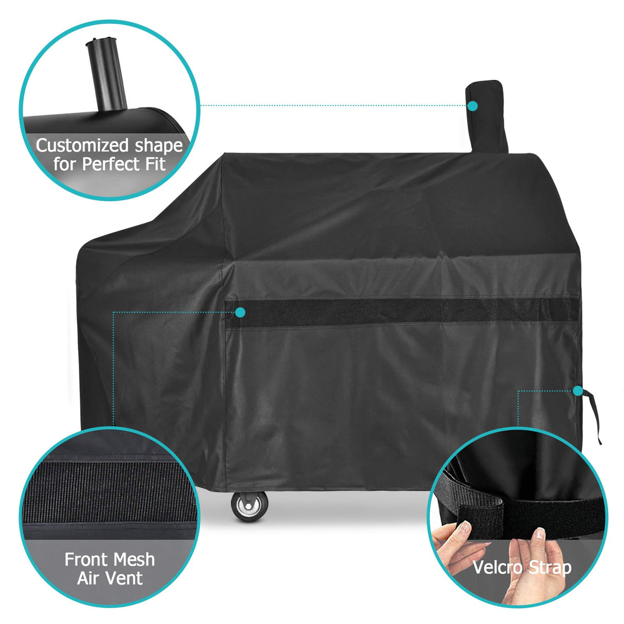 iCOVER Offset Smoker Cover 60 inch Charcoal Pellet Grill Cover Heavy Duty Waterproof 600D BBQ Smoker Cover for Brinkmann for Char-Broil for Weber for Nexgrill for New Braunfels for Oklahoma Joe's i COVER