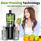 Cold Press Juicer, Amumu Slow Masticating Machines with 5.4" Extra Large Feed Chute Fit Whole Fruits & Vegetables Easy Clean Self Feeding Effortless for Batch Juicing, High Juice Yield, BPA Free 250W Amumu