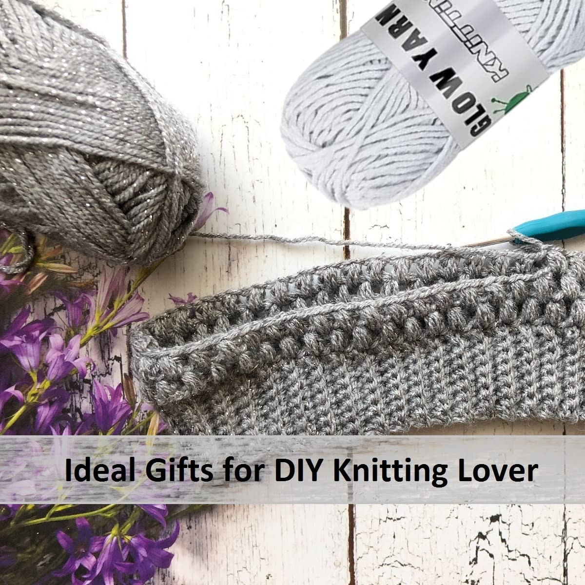 5 Rolls Glow in The Dark Yarn, 55 Yards Luminous Knitting Glowing Crochet Yarn for Crocheting, Sewing Supplies for Knitting DIY Crafts (Gray) Lmaray