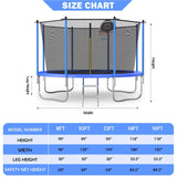 Tranpoline 8FT 10FT 12FT 14FT 16T Tranpoline for Adults/Kids with Safety Enclosure -Recreational Tranpolines with Ladder and Basketball Hoop-Outdoor Tranpoline for Kids,Capacity 300-1000lbs SENCHO GINSYTALIOR