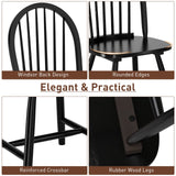 Giantex Wood Dining Chairs Set of 4, Windsor Chairs with Solid Wood Legs, High Spindle Back, H-Shaped Crossbars, Vintage Country Farmhouse Style Wooden Side Chairs, Black Giantex