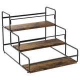 Nuovoware Liquor Bottle Display Shelf, 3-Tier Liquor Shelf, Carbon Steel Bar Cabinet with Wooden Base and Retainer Bar for Whiskey Syrup Wine, Wine Rack for Countertop Kitchen Coffee Bar, Black Nuovoware