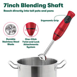 BELLA Immersion Hand Blender, Portable Mixer with Whisk Attachment - Electric Handheld Juicer, Shakes, Baby Food and Smoothie Maker, Stainless Steel, Red BELLA