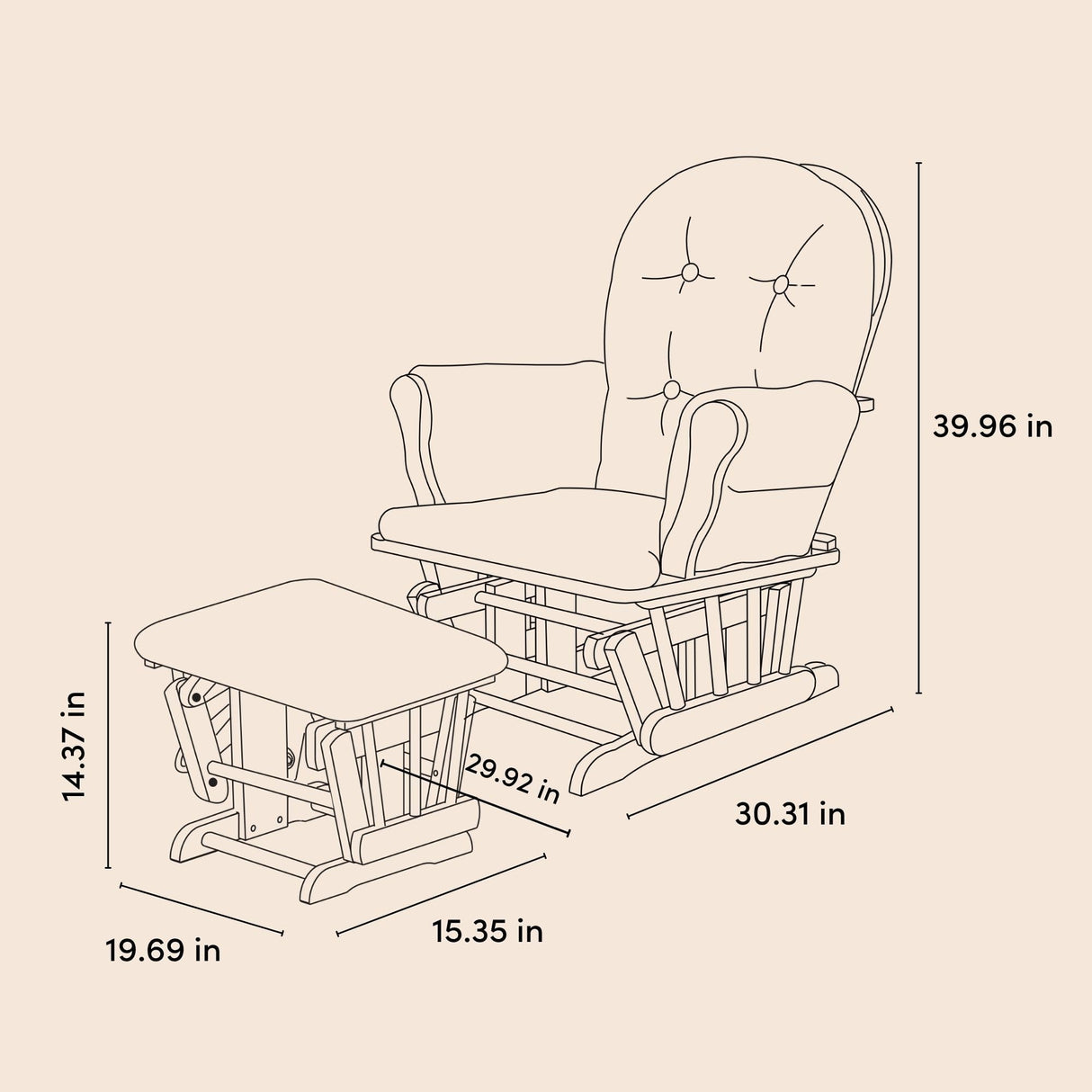 Storkcraft Premium Hoop Glider & Ottoman (Espresso/Gray) — GREENGUARD Gold Certified Nursery Glider, Solid Wood Craftsmanship, Smooth-Gliding Nursery Chair and Ottoman, Award-Winning Storkcraft