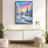 Winter Landscape Diamond Art Kits for Adults,5D Forest Lake Diamond Painting Kits for Adults Beginners,DIY Full Round Drill Diamond Dot Painting Gem Art Kits for Adult,Home Wall Decor 11.8x15.7 Inch VCLKDIY