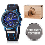 Engraved Wooden Watches for Husband Boyfriend My Man Fiancé Customized Personalized Wood Watches for Men Multifunction Personalized Family Watch (Custom Box Photo) WoodArtSupply
