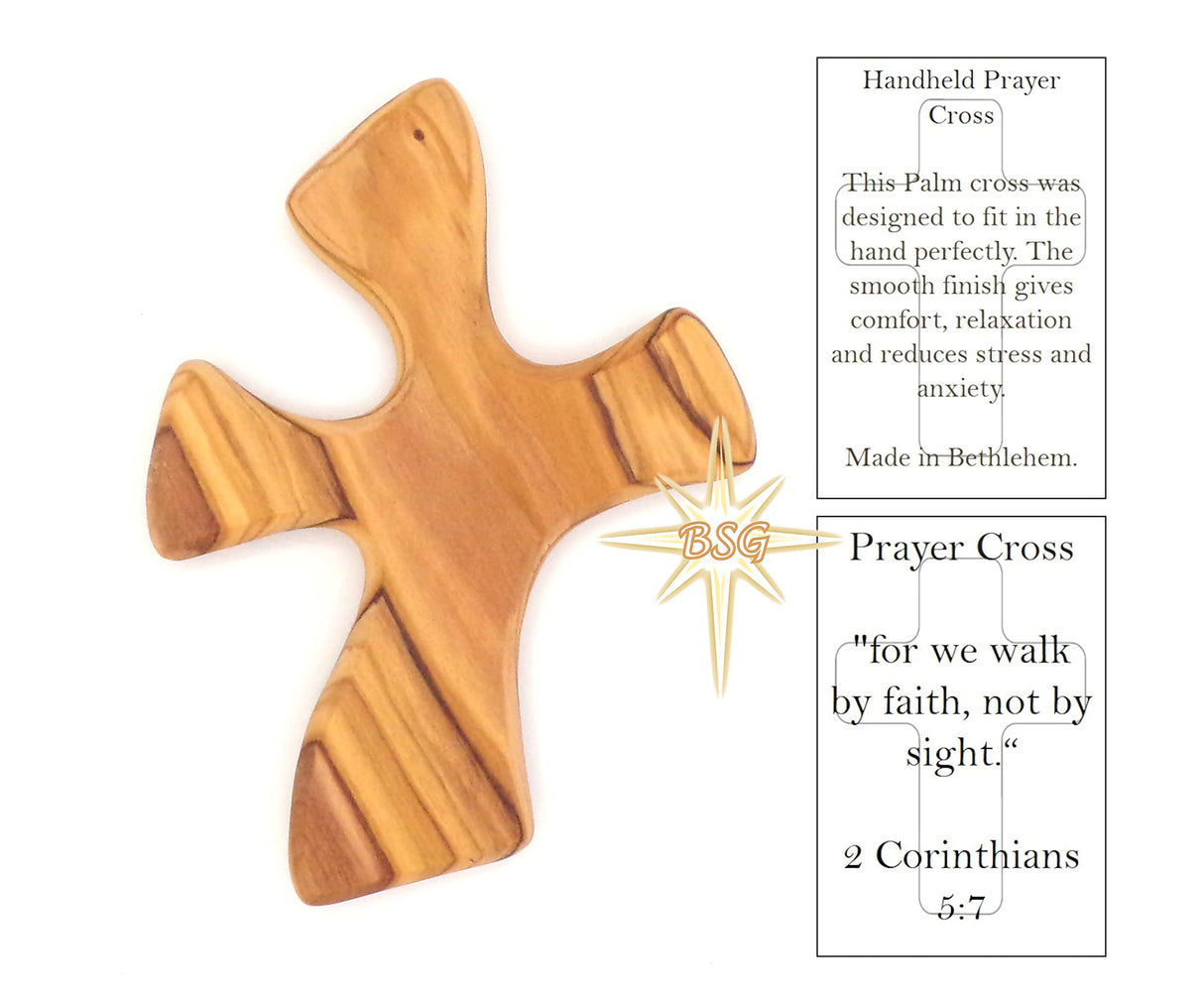 Dacaret Factory Healing Cross | Olive wood | 5'' fits in the hand for praying | Confirmation, First Communion Gifts | Loss of a dear one | Memorial | Christmas Gift (Without Engraving) Dacaret Factory