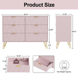 UEV Pink 6 Drawer Dresser,Modern Dresser Chest with Wide Drawers and Metal Handles,Wood Storage Chest of Drawers for Bedroom,Entryway,Hallway (Pink, 6 Drawer) UEV