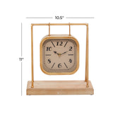 Deco 79 Wood Pendulum Clock with Wood Base, 10" x 5" x 11", Gold Deco 79