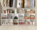 PrimeZone Stackable 6 Cube Storage Organizer: Wood Cubes Shelf Fits Cubby Bins - Square Cubicle Bookshelf Cabinet for Closet Bedroom - Open Storage Shelf for Toy Clothes Book Organization, White PrimeZone