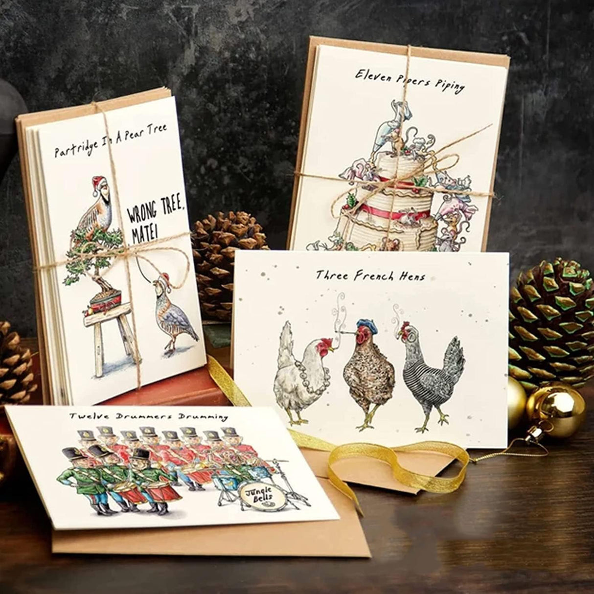 SWAGGIFT Twelve Days of Christmas Card Set,12 Pcs Quirky Funny Christmas Cards Card with Your Custom Message and Envelopes, Christmas Countdown Gift Card Set SWAGGIFT