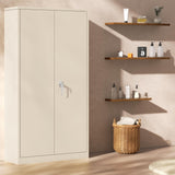 Bonusall Tall Metal Storage Lockers,71 inch Locking Steel Cabinet with Lock,Lockable Storage cabinets with 2 Doors and 4 Shelves,Utility Cabinet for Office,Garage,Warehome,Basement(Beige) Bonusall