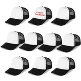 Ultrafun Unisex Sublimation Blank Mesh Baseball Cap Polyester Mesh Trucker Hat (Black White) Ultrafun