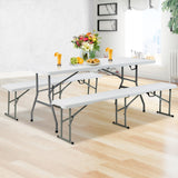 Goplus 6ft Folding Table, Indoor Outdoor Foldable Plastic Folding Tables, Heavy-Duty Rectangular Fold Up Table w/Handle, Portable Utility Card Table for Picnic, Party, Dining, Camping, Beach, White Goplus