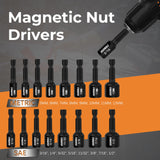 LOZAGU 17PCS Magnetic Nut Driver Set | SAE and Metric | Premium Impact Power Hex Nut Driver Drill Bit Master Kit | 1/4 Inch Hex Shank | Cr-V Steel (17PCS Magnetic Nut Driver (Short)) LOZAGU