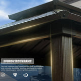 6x10FT Hardtop Grill Gazebo, Outdoor BBQ Gazebo with Double Galvanized Steel Roof, Patio Grill Canopy with 2 Storage Cabinets and Ceiling Hooks for Backyard, Lawn, Garden,Brown GFDGFD