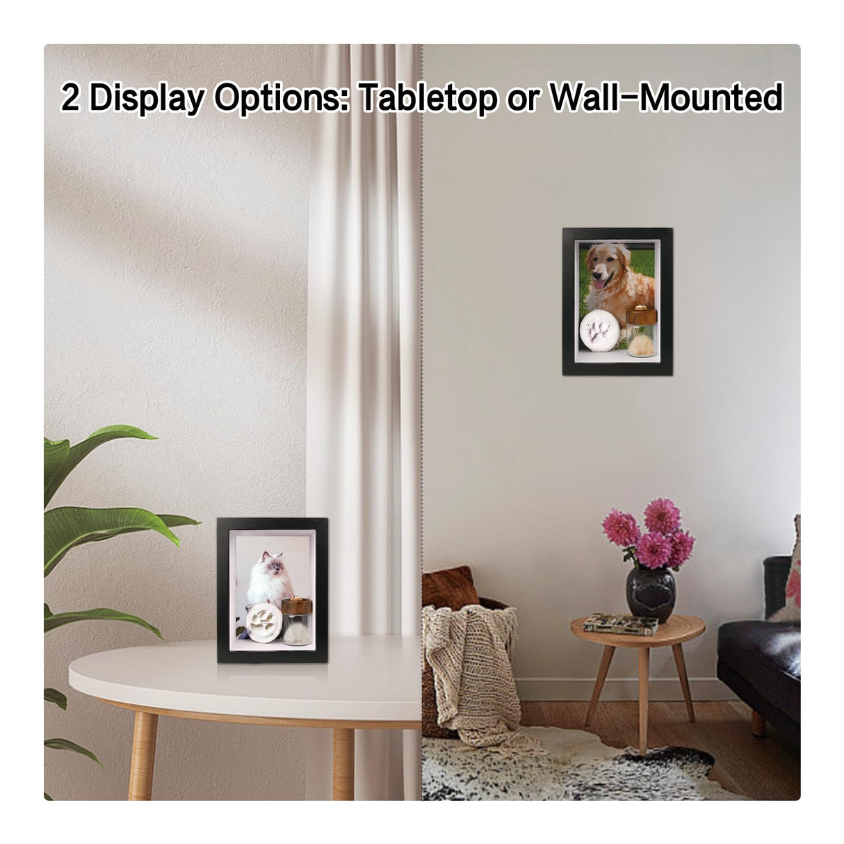 Dog Memorial Shadow Box Frame 5x7 with Paw Print Kit and Fur Keepsake Box Small Pet Memorial Frame Box for Dogs and Cats That Passed Pet Death Sympathy and Remembrance Gift for Pet Owners Yongvelin