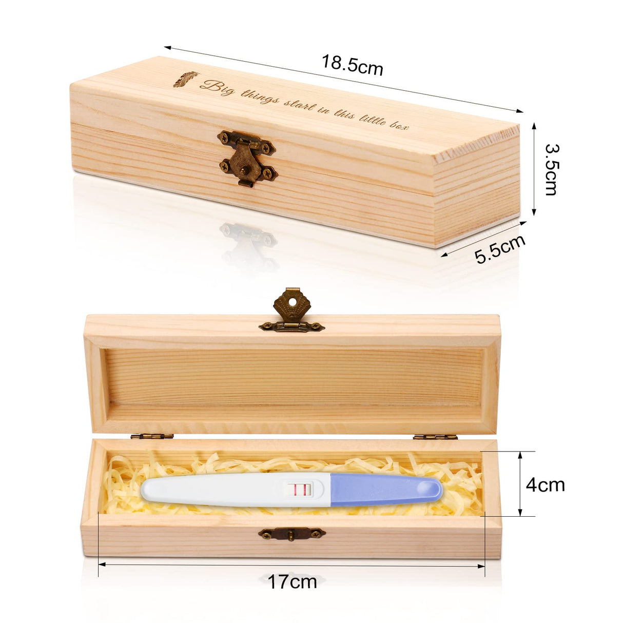 Personalized Wooden Pregnancy Test Keepsake Box,Sinseike Custom Name Baby Annouced Box (Personalized) Sinseike