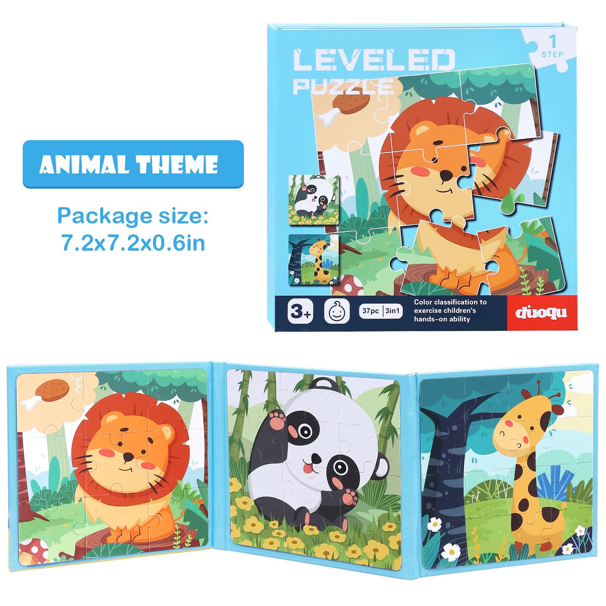 Magnetic Puzzles for Kids Ages 3-5, 3 in 1 Animals Toddlers Magnet Jigsaw Puzzle Book, Kids Travel Road Trip Puzzle Toys for Boys and Girls Ages 4-8 (Animal(9-12-16)) BBtinker