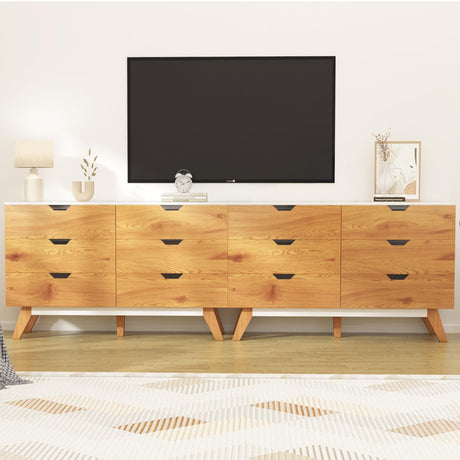 EazeHome Dresser for Bedroom with 6 Drawers, Rustic Brown Modern Wide Chest of Drawers, Large Wooden Storage Organizer for Living Room, Hallway, Entryway EazeHome