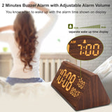 DreamSky Wooden Digital Alarm Clock for Bedroom - 7.7" Electric Clocks with USB Port, Large Numbers, Temperature, 0-100% Brightness Dimmer, Adjustable Alarm Volume, Snooze, 12/24H DreamSky