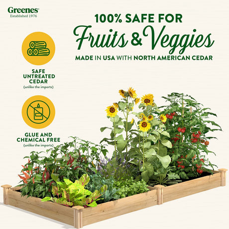 Greenes Fence Original Cedar Raised Garden Bed, 4' x 8' x 7" - Made in USA with North American Cedar Greenes Fence