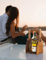 ROSTMARYGIFT Wood Wine Bottle Glasses Caddy - Beer Carrier - Drinking Desk Accessories Men's Wine Organizer - Glass Tray Holder - Wine Storage Stand ROSTMARYGIFT