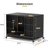REXWELTEN 48 inch Heavy Duty Dog Crate with Self-Locking Latch, Indestructible Large Steel Kennel with Enclosed Design, Escape-Proof and Chew-Proof Pet Cage for High Anxiety Dogs Rexwelten