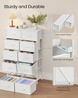 SONGMICS Dresser for Bedroom, Chest of Drawers, Steel, MDF, 10 Non-Woven Fabric Drawers, Storage Organizer Unit, Closet, Entryway, Cloud White and Snow White ULGS125W01S SONGMICS