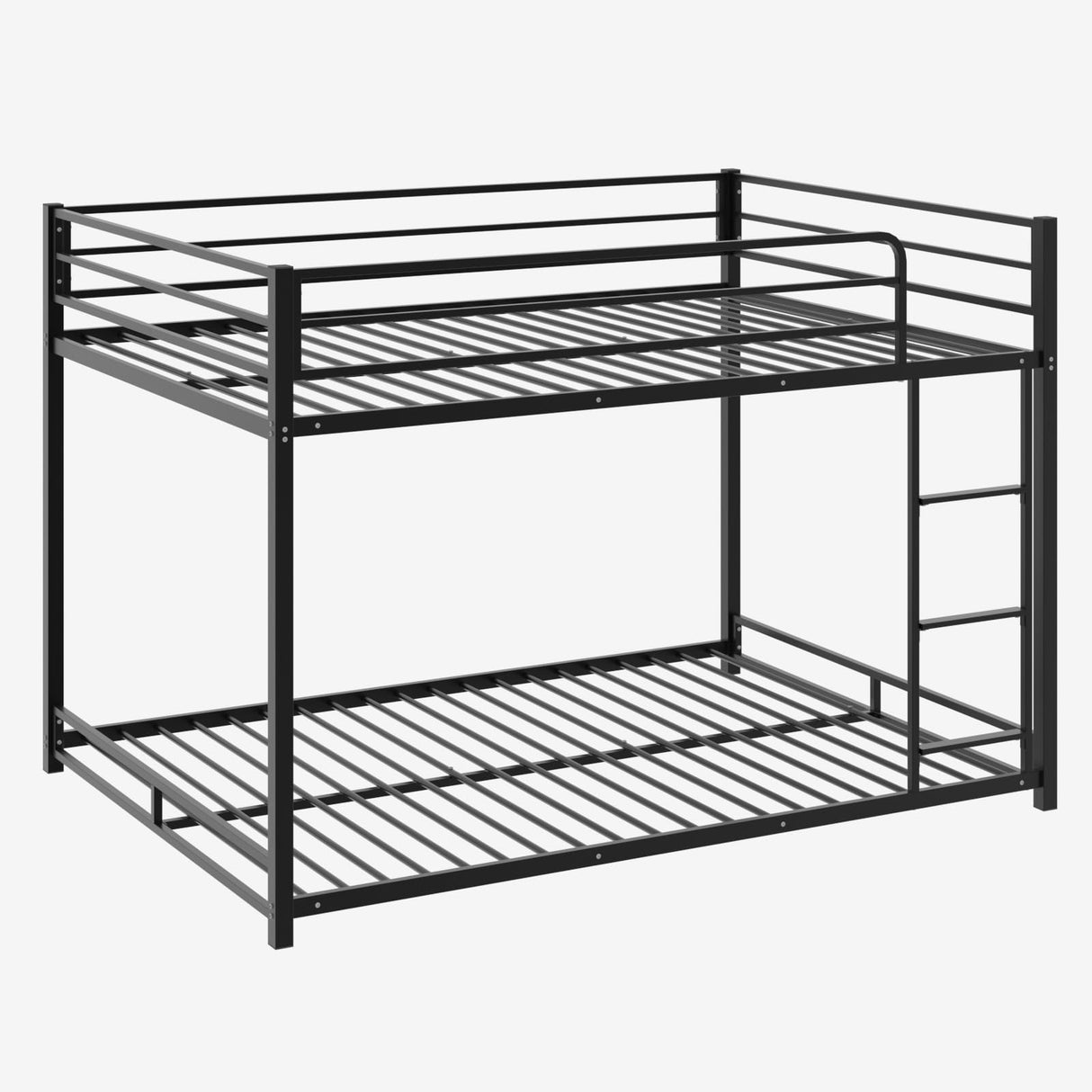 JOYMOR Metal Bunk Bed Full Over Full, Twin Size Bed Frame for Boys Girls, Junior, Low Profile Bunk, Space Saving Design, Mattress Not Included (Black) JOYMOR