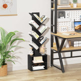 SHEEPAM 10 Tier Tree Bookshelf,Floor Standing Wood Tall Bookcase for Narrow Space, Storage Organizer Bookshelves for Books, Book Case for CDs/Movies/Books,Home Office,Living Room, Bedroom SHEEPAM
