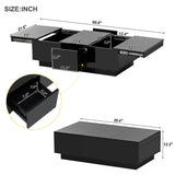 Multifunctional Coffee Table with 2 Large Hidden Storage Compartment, Extendable Cocktail Table with 2 Drawers, High-Gloss Center Table with Sliding Top for Living Room, 39.4"x21.6", Black Harper & Bright Designs