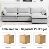 ROWHY Oversized Modular Sectional Sofa with Movable Ottoman, 112 Inch 4 Seat Modern Corduroy Sofa Set, Convertible L Shaped Couch for Living Room and Office, Light Grey ROWHY