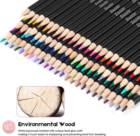 72-Color Colored Pencils for Adult Coloring Books, Soft Core, Artist Sketching Drawing Pencils WoodArtSupply